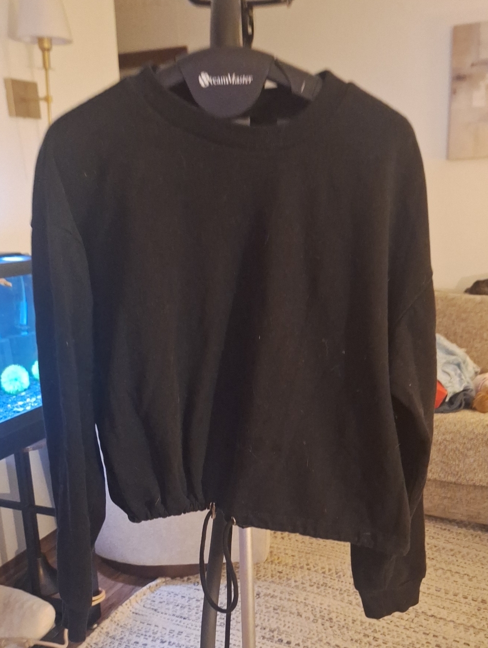 No Boundaries Black Crewneck Drawstring Hem Sweater
